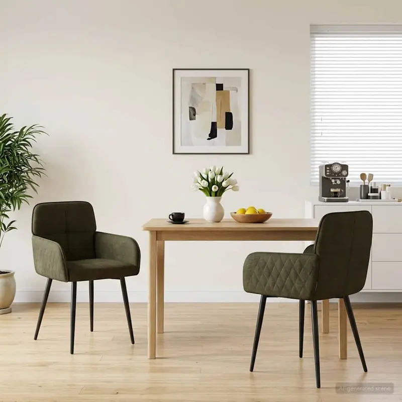Vidaxl eettafelstoelen 2 st nep suede leer legergroen 59x56,5x85cm