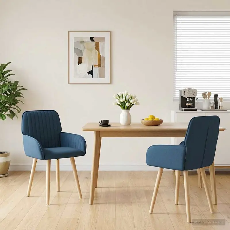 Vidaxl eettafelstoelen 2 st stof blauw 56,5 x 50 x 87,5 cm