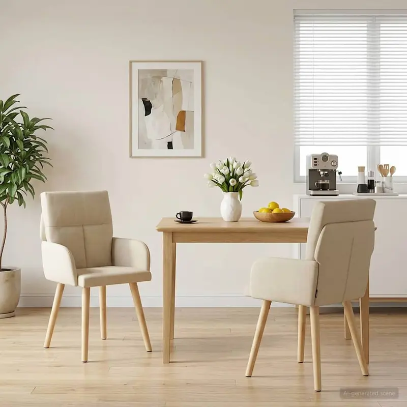 Vidaxl eettafelstoelen 2 st stof crèmekleurig 60 x 56 x 93 cm