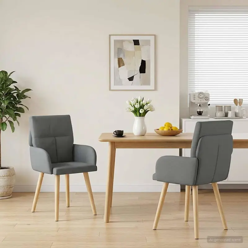 Vidaxl eettafelstoelen 2 st stof donkergrijs 60 x 56 x 93 cm