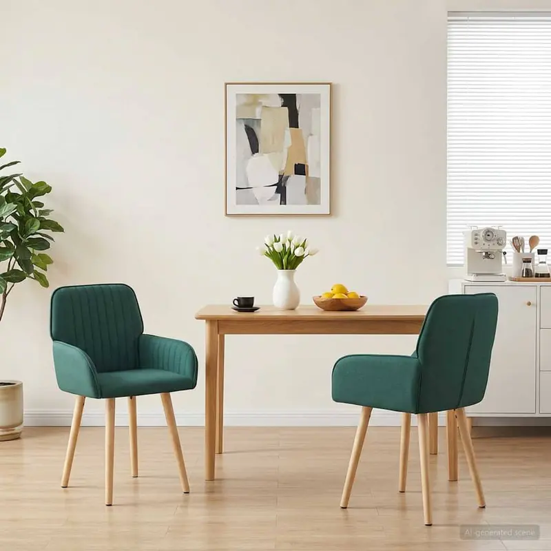 Vidaxl eettafelstoelen 2 st stof donkergroen 56,5 x 50 x 87,5 cm