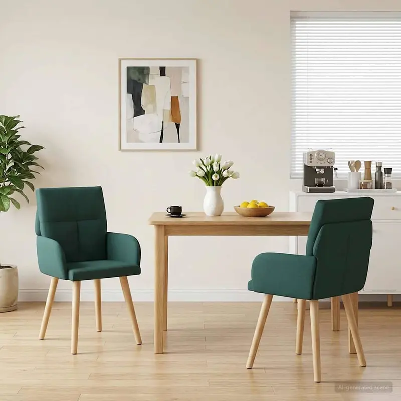 Vidaxl eettafelstoelen 2 st stof donkergroen 60 x 56 x 93 cm