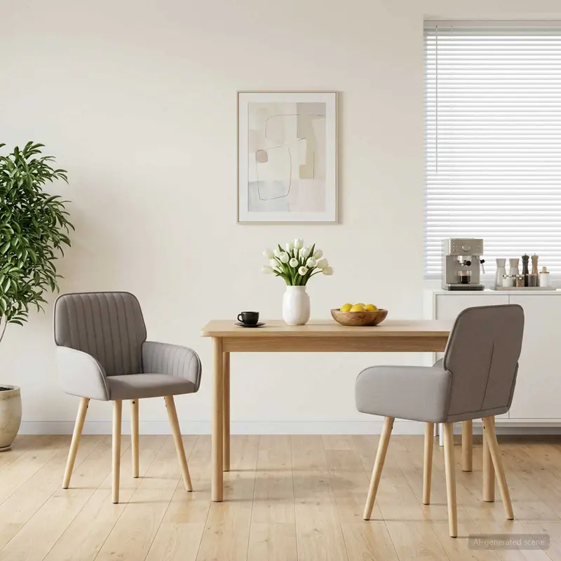 Vidaxl eettafelstoelen 2 st stof taupe 56,5 x 50 x 87,5 cm