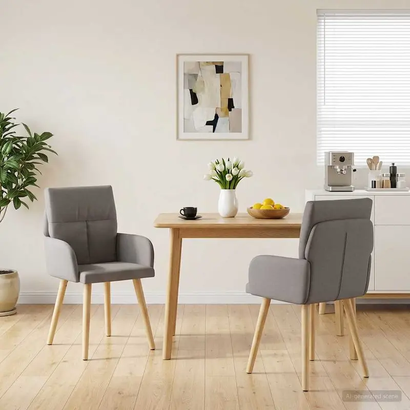 Vidaxl eettafelstoelen 2 st stof taupe 60 x 56 x 93 cm