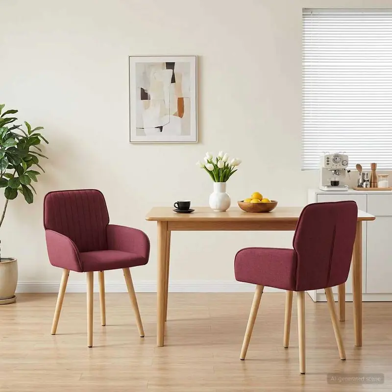 Vidaxl eettafelstoelen 2 st stof wijnrood 56,5 x 50 x 87,5 cm