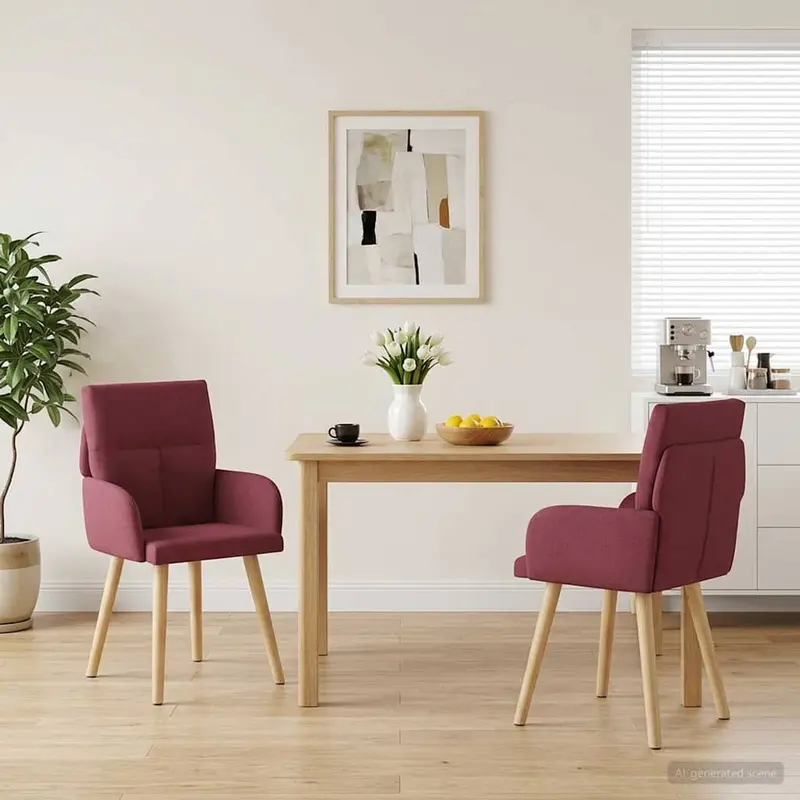 Vidaxl eettafelstoelen 2 st stof wijnrood 60 x 56 x 93 cm