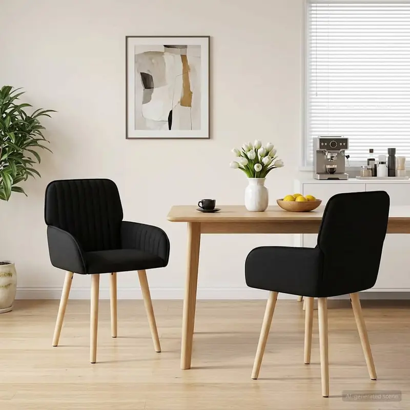 Vidaxl eettafelstoelen 2 st stof zwart 56,5 x 50 x 87,5 cm