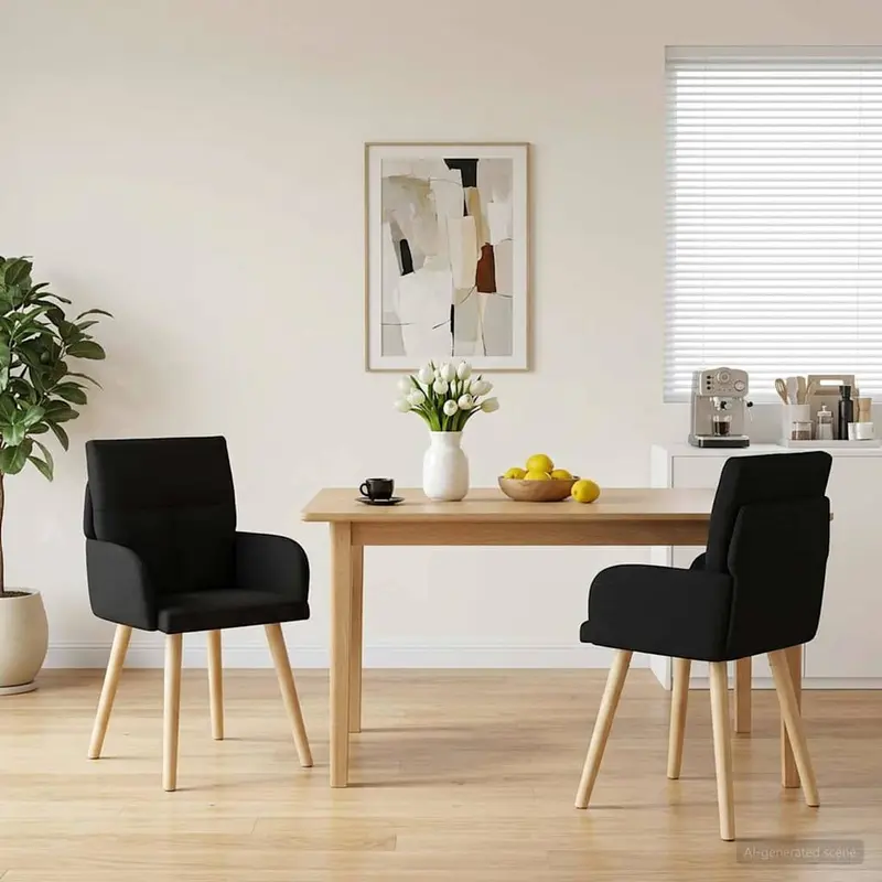 Vidaxl eettafelstoelen 2 st stof zwart 60 x 56 x 93 cm