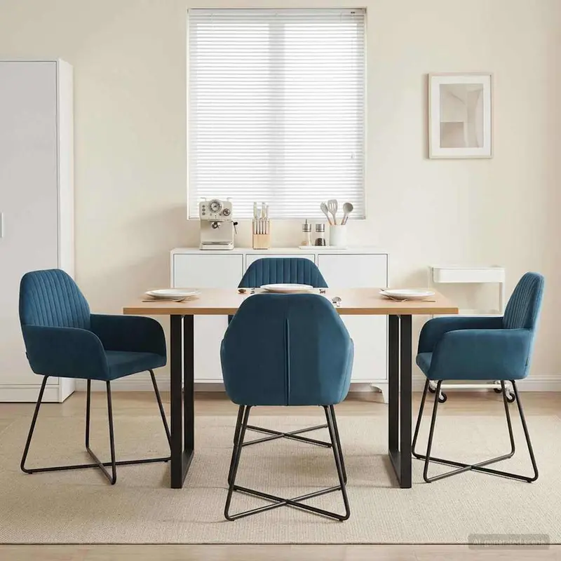 Vidaxl eettafelstoelen 4 st fluweel blauw 55 x 50 x 84 cm