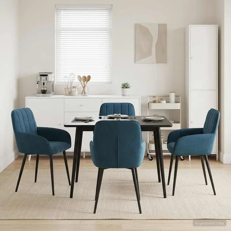 Vidaxl eettafelstoelen 4 st fluweel blauw 56.5 x 50 x 85 cm