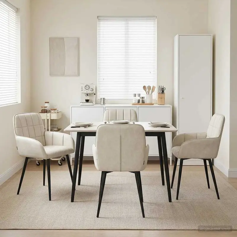 Vidaxl eettafelstoelen 4 st fluweel crèmekleurig 56.5 x 50 x 85 cm