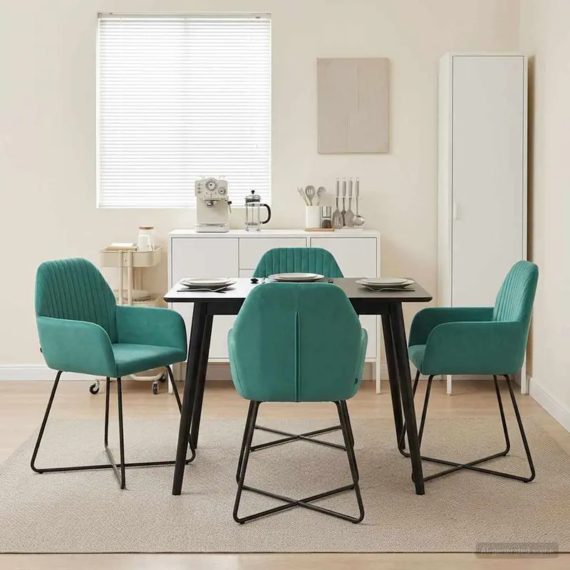 Vidaxl eettafelstoelen 4 st fluweel turquoise 55 x 50 x 84 cm