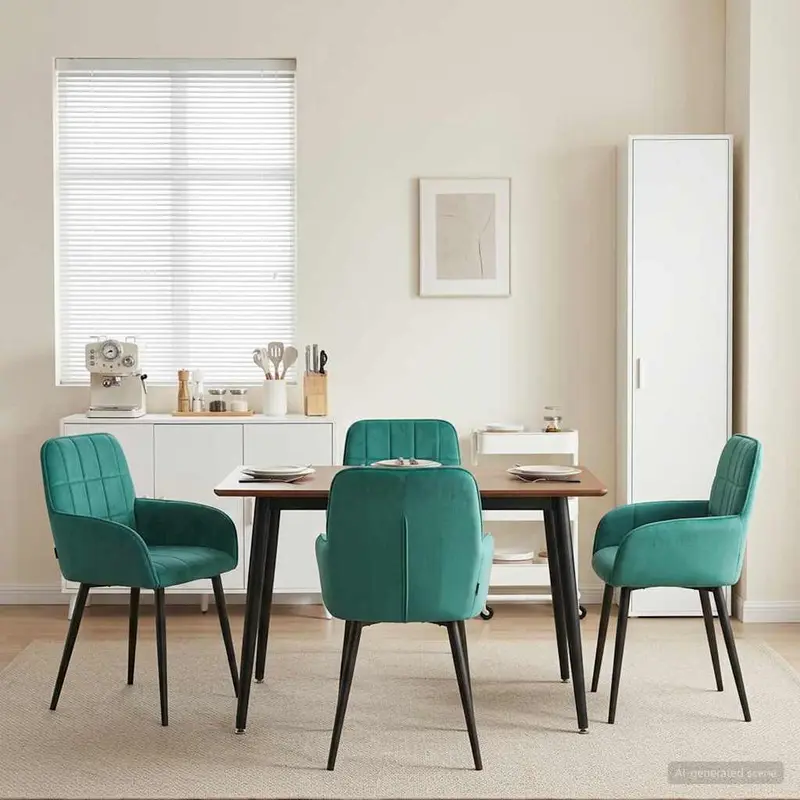Vidaxl eettafelstoelen 4 st fluweel turquoise 56.5 x 50 x 85 cm