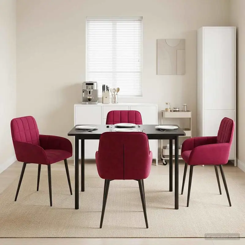 Vidaxl eettafelstoelen 4 st fluweel wijnrood 56.5 x 50 x 85 cm