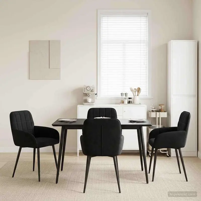 Vidaxl eettafelstoelen 4 st fluweel zwart 56.5 x 50 x 85 cm
