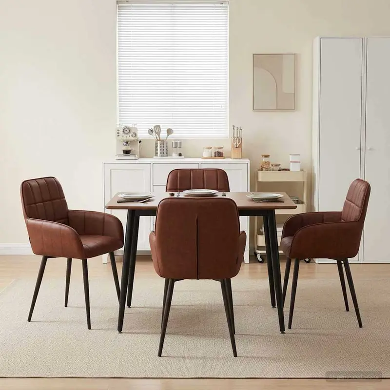 Vidaxl eettafelstoelen 4 st kunstleer glanzend bruin 56,5 x 50 x 85 cm