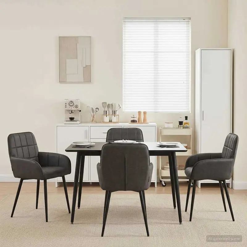 Vidaxl eettafelstoelen 4 st kunstleer zwart 56,5 x 50 x 85 cm