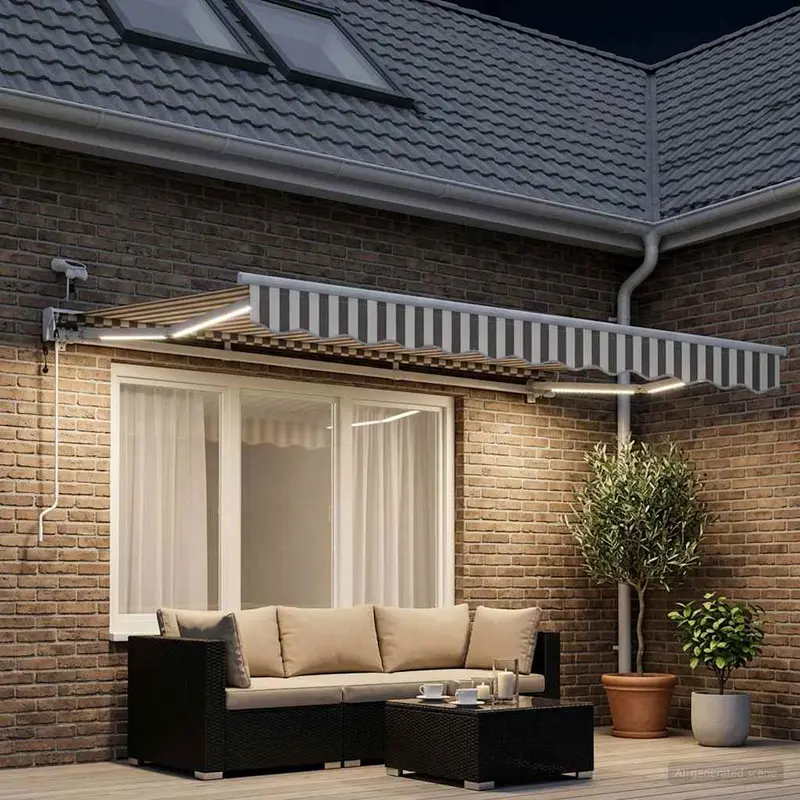 Vidaxl elektrisch uittrekbaar zonnescherm lichtgrijs en wit. 3 x 2,5 m