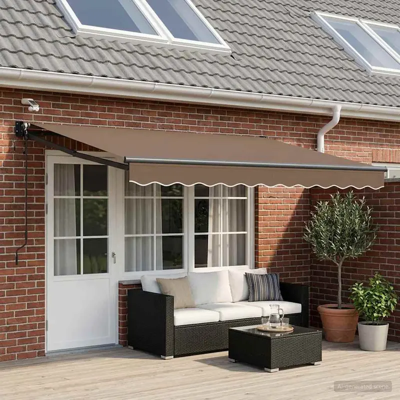 Vidaxl elektrisch uittrekbaar zonnescherm taupe