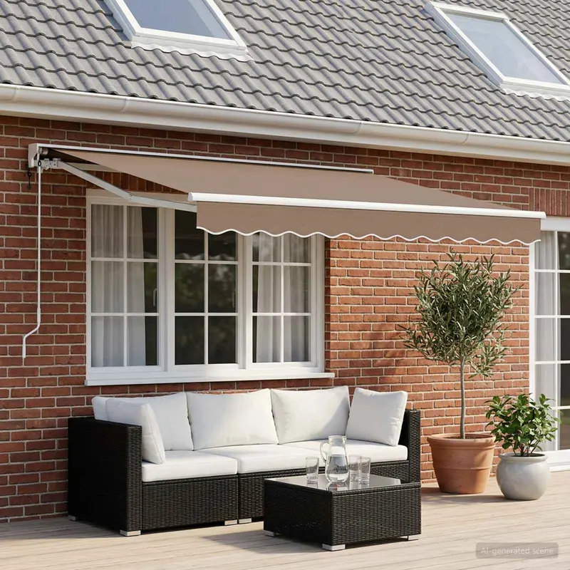 Vidaxl elektrisch uittrekbaar zonnescherm taupe 3,5 x 2,5 m