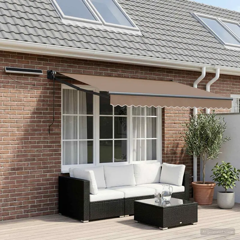 Vidaxl elektrisch uittrekbaar zonnescherm taupe 3,5 x 2 m