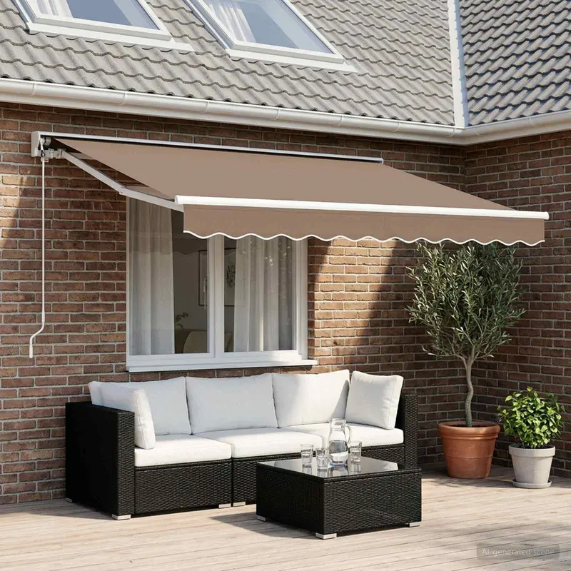 Vidaxl elektrisch uittrekbaar zonnescherm taupe 3,5 x 2 m