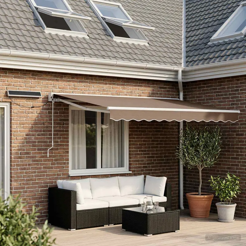 Vidaxl elektrisch uittrekbaar zonnescherm taupe 3,5 x 2 m