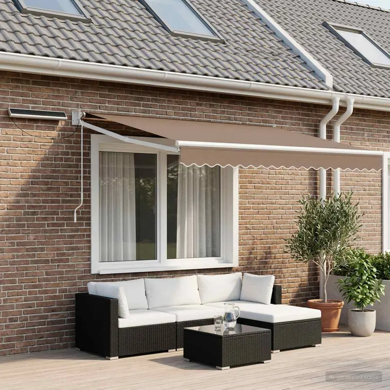 Vidaxl elektrisch uittrekbaar zonnescherm taupe 3,5 x 2 m