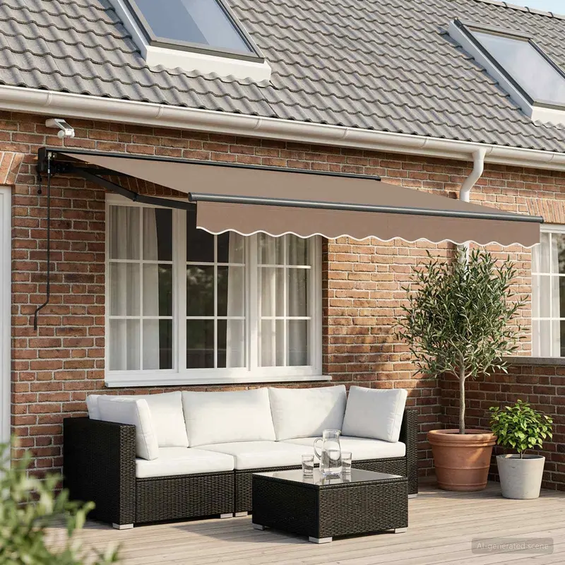 Vidaxl elektrisch uittrekbaar zonnescherm taupe 3 x 2,5 m