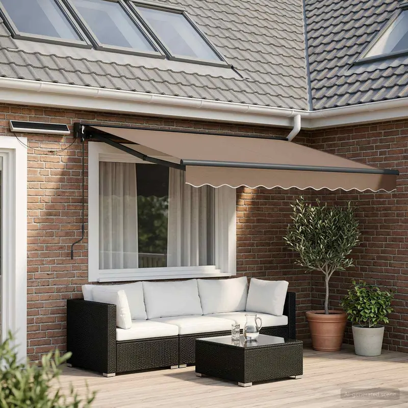 Vidaxl elektrisch uittrekbaar zonnescherm taupe 3 x 2,5 m