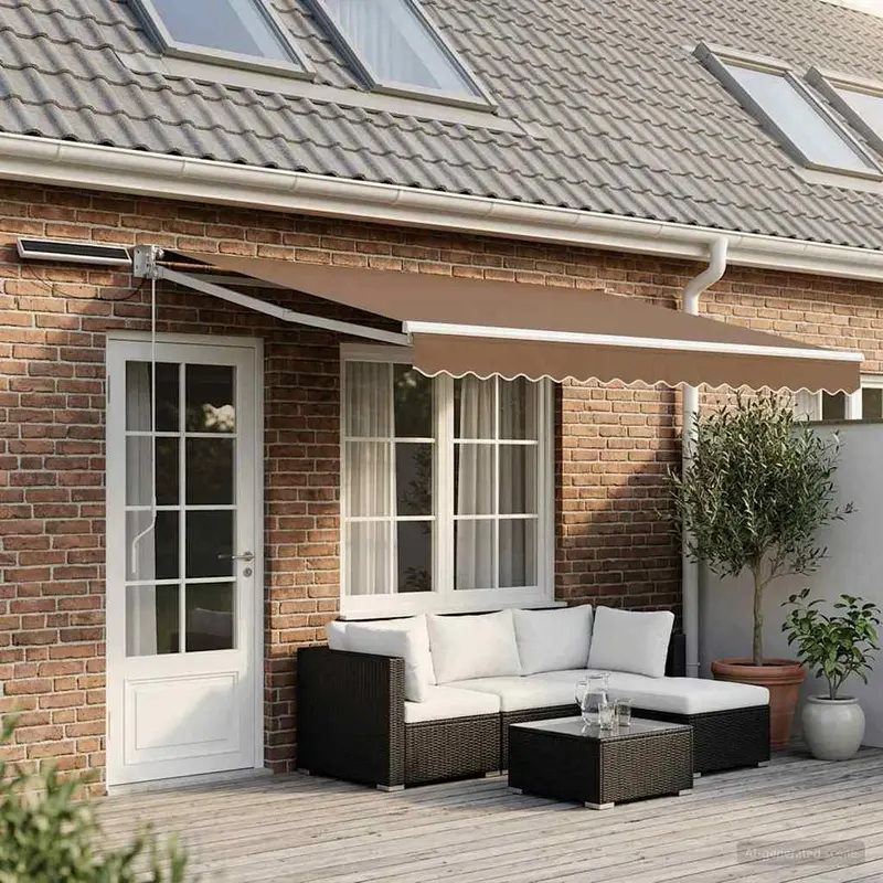 Vidaxl elektrisch uittrekbaar zonnescherm taupe 4 × 3 m