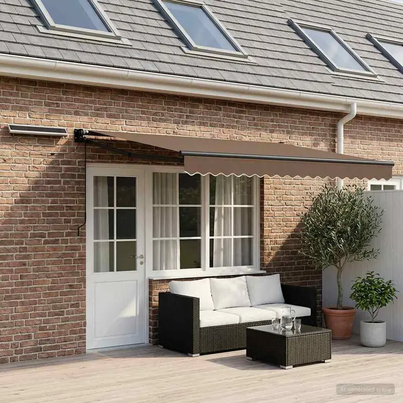 Vidaxl elektrisch uittrekbaar zonnescherm taupe 5 x 3 m