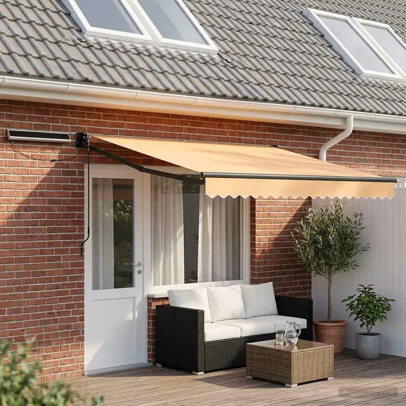 Vidaxl elektrisch uittrekbaar zonnescherm zand 5 x 3 m