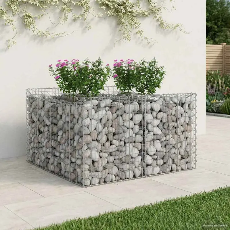 Vidaxl gabion verhoogd bed 100 x 100 x 60 cm gegalvaniseerd staal
