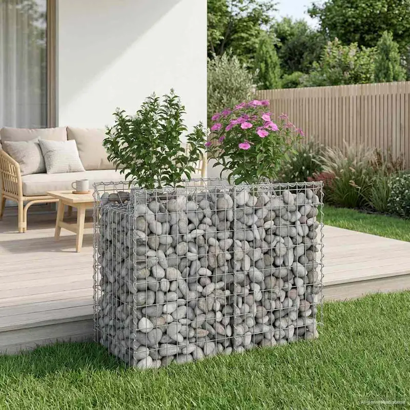 Vidaxl gabion verhoogd bed 100 x 50 x 80 cm gegalvaniseerd staal