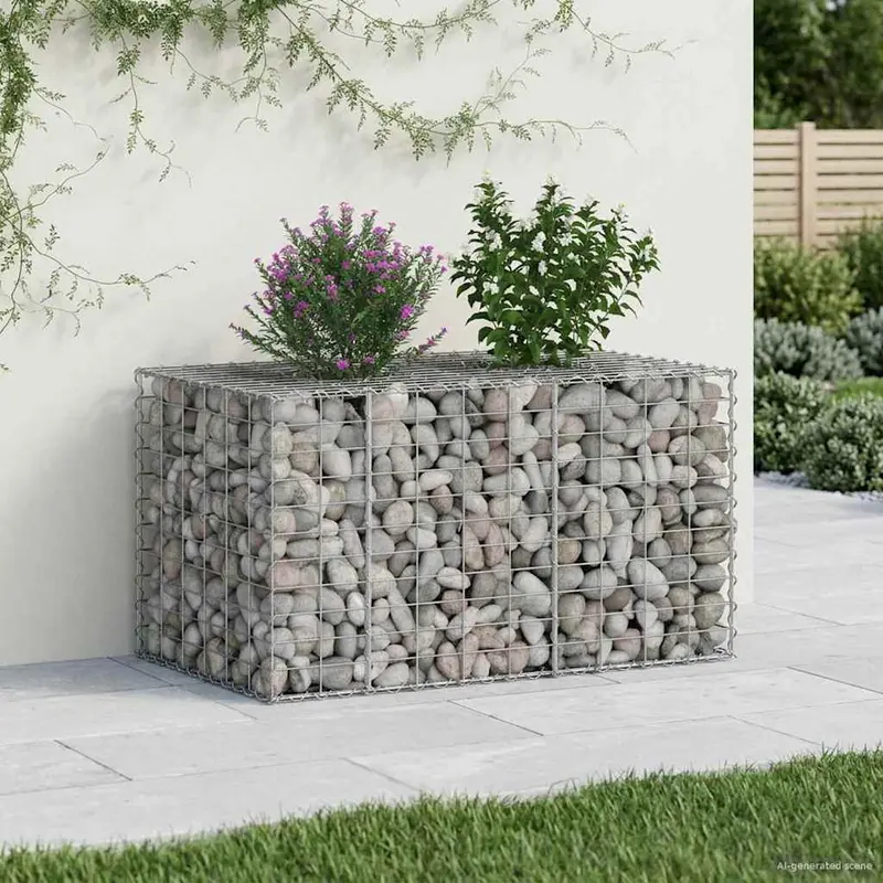 Vidaxl gabion verhoogd bed 100 x 60 x 55 cm gegalvaniseerd staal