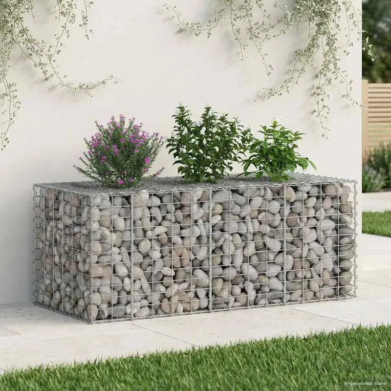 Vidaxl gabion verhoogd bed 140 x 60 x 55 cm gegalvaniseerd staal