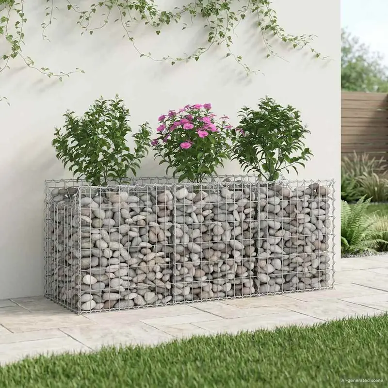 Vidaxl gabion verhoogd bed 150 x 50 x 60 cm gegalvaniseerd staal