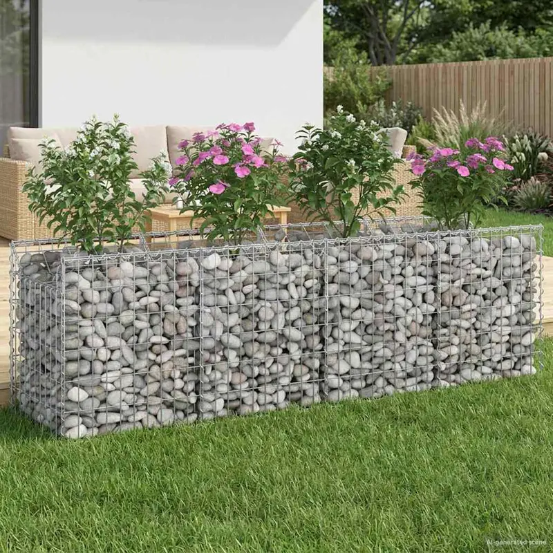 Vidaxl gabion verhoogd bed 200 x 50 x 60 cm gegalvaniseerd staal
