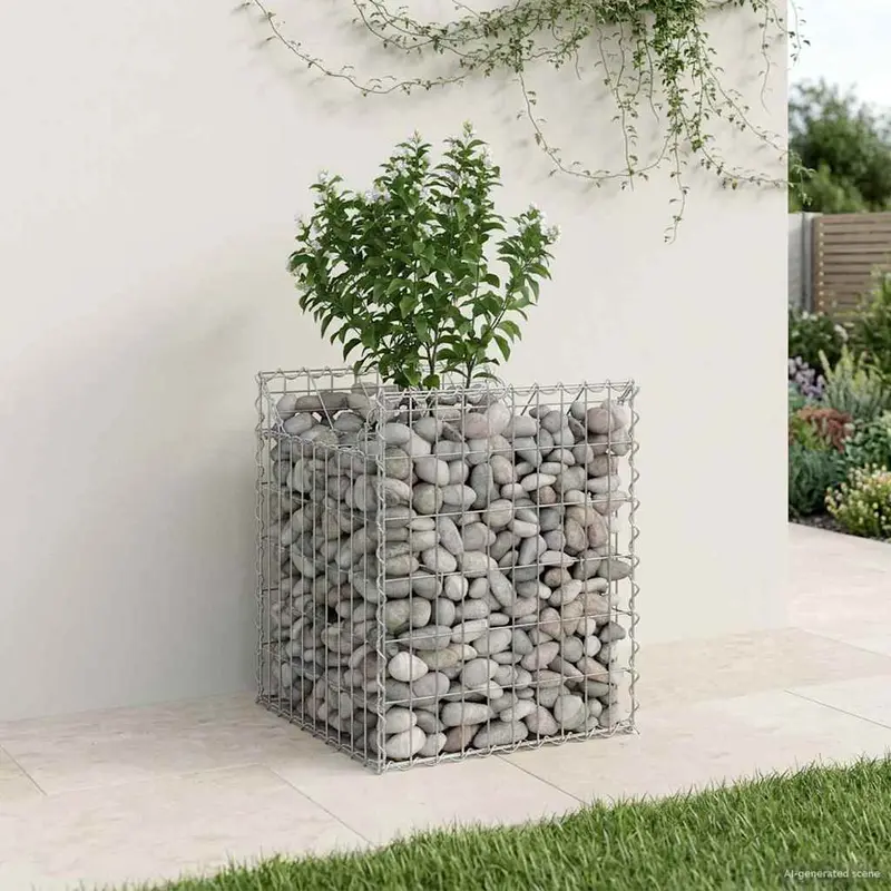 Vidaxl gabion verhoogd bed 50 x 50 x 60 cm gegalvaniseerd staal zilver