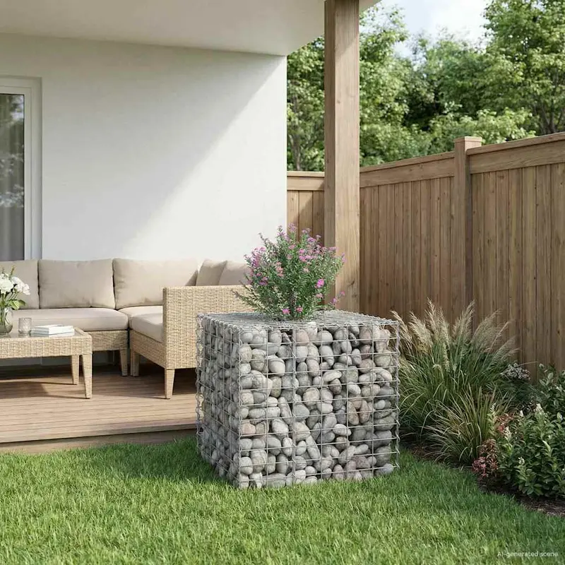Vidaxl gabion verhoogd bed 60 x 60 x 55 cm gegalvaniseerd staal zilver