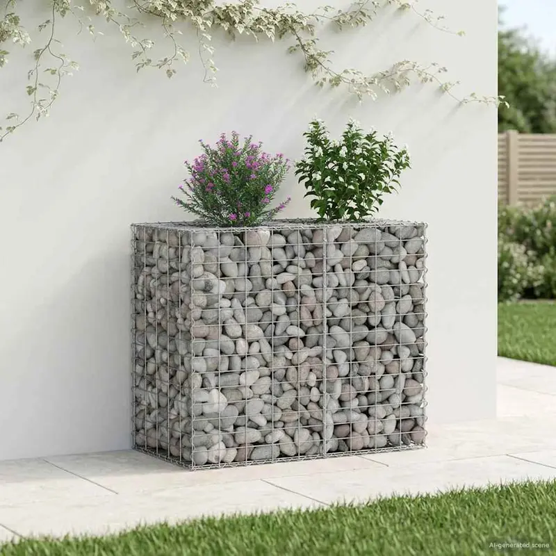 Vidaxl gabion verhoogd bed 90 x 50 x 80 cm gegalvaniseerd staal zilver
