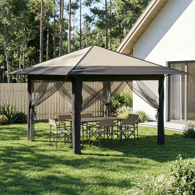 Vidaxl gazebo met 4 zijwanden 3,3 x 3,3 m crème en antraciet