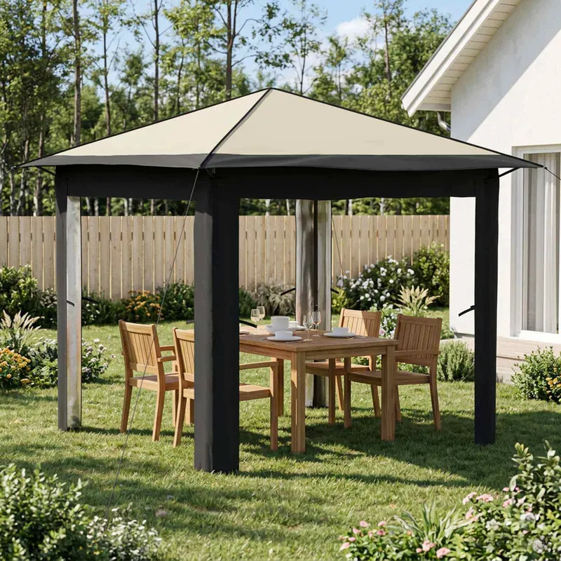 Vidaxl gazebo zonder zijwand 2,6 x 2,6 m crème en antraciet