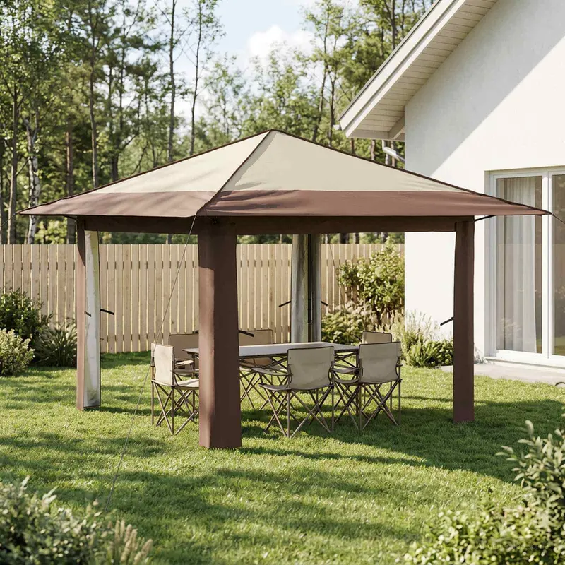 Vidaxl gazebo zonder zijwand 3.3 x 3.3 m crème en bruin