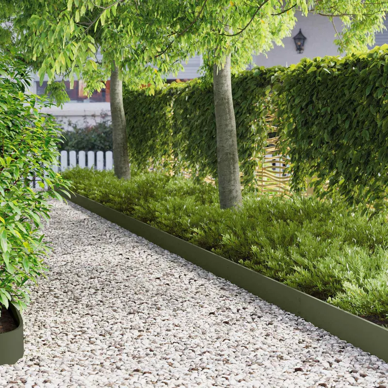 Vidaxl gazonrand 10 st 103 x 15 cm staal olijfgroen