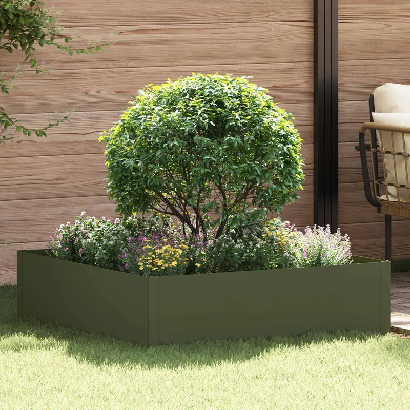 Vidaxl gazonrand 100 x 100 x 35 cm staal olijfgroen
