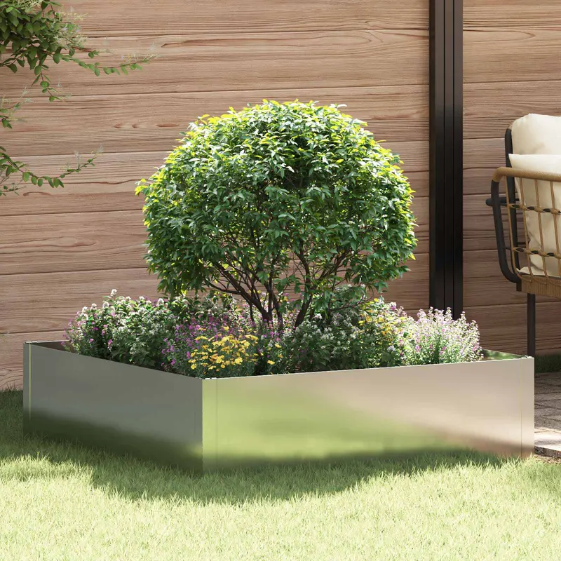 Vidaxl gazonrand 100 x 100 x 35 cm staal zilverkleurig