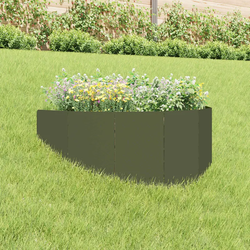 Vidaxl gazonrand 100 x 45 cm staal olijfgroen