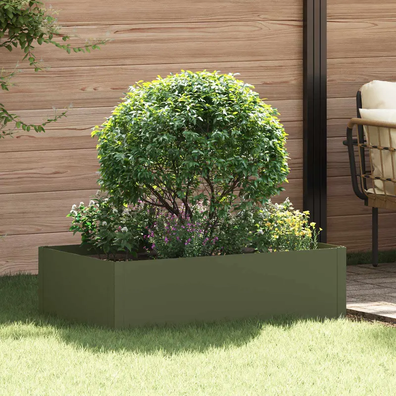 Vidaxl gazonrand 100 x 60 x 35 cm staal olijfgroen